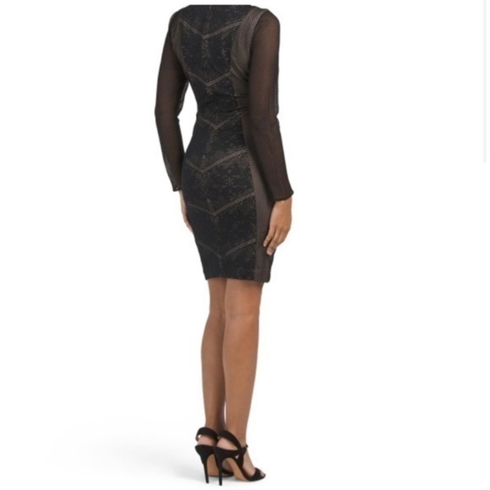 Dress The Population Dress Size Medium Sloane Black Mesh Bodycon Cocktail - Picture 3 of 5